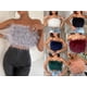 thumbnail image 1 of Women's Fashion Fluffy Fur Smocked Top Versatile Feather Top ClothingXL, 1 of 4