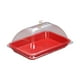thumbnail image 1 of Soporte para pasteles con tapa de cúpula, bandeja rectangular multifuncional reutilizable para servir con Rojo, 1 of 9
