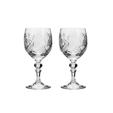 Set of 2 Vintage Russian Crystal Classic Red Wine Goblets on a Stem 6.4