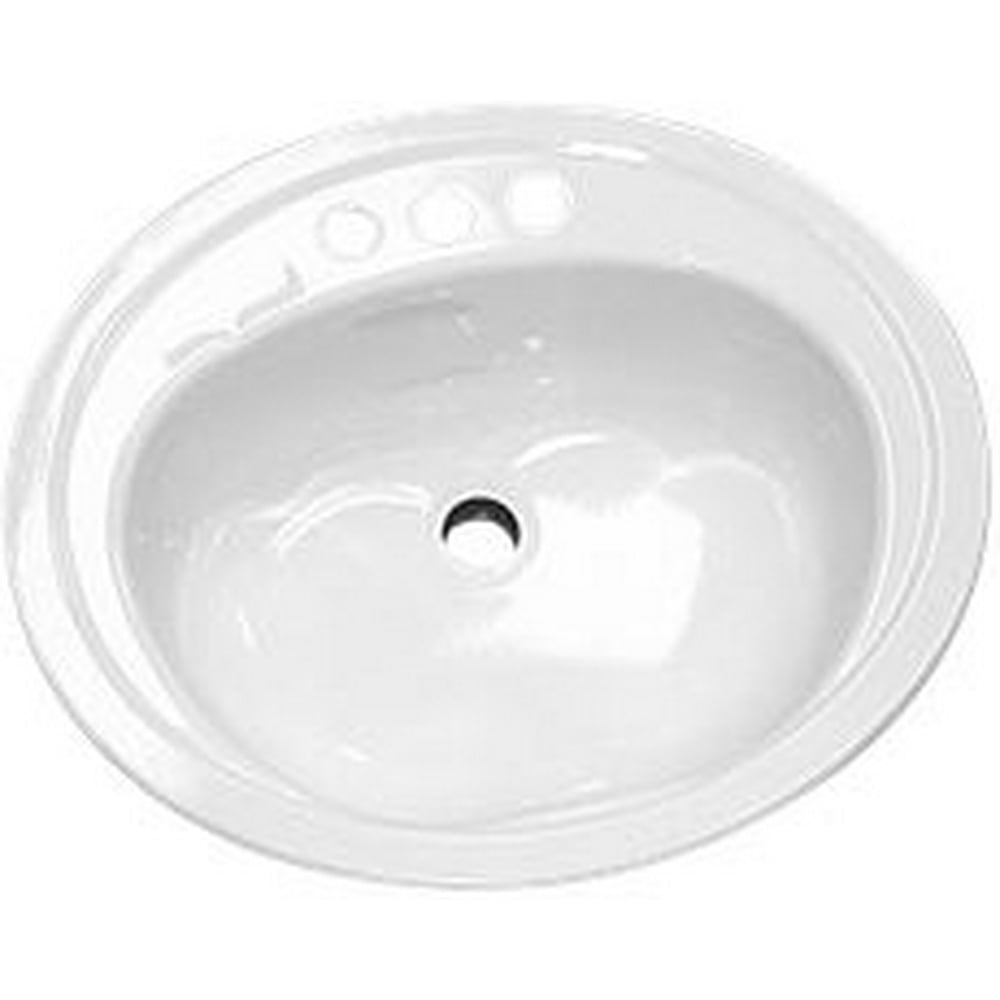DropIn Oval Bathroom Sink, Enameled Steel, White, 20 In. X 17 In