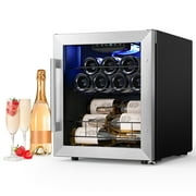 Yeego Wine Refrigerator, Mini Wine Cooler Freestanding with Glass Door, 12 Bottle