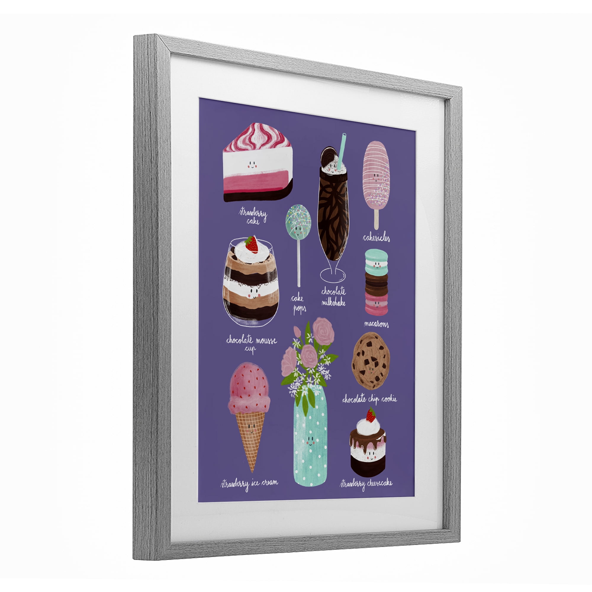 Stupell Industries Decadent Desserts & Flowers Gray Framed Print Under Glass, design by Metka Hiti