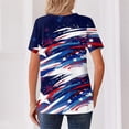 thumbnail image 4 of LWavelet Fourth of July Shirts for Women 3/4 Length Sleeve Tops Round Crew Casual Glitter Patriotic Stripe Tee White S, 4 of 4
