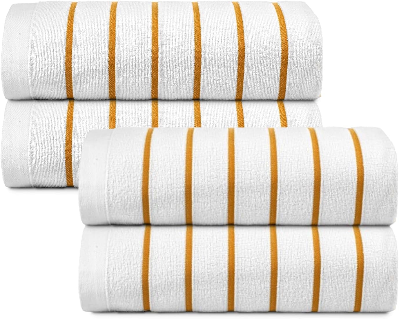 Green Cabana Stripe Beach Towels Bulk - 33x70 Inch, 100% Ringspun Cotton, 2 Dozen Pack