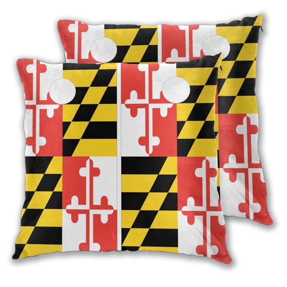 Maryland Flag Throw Pillow Covers Pack of 2 Soft Decorative Square Cushion Covers for Couch Sofa Bed Livingroom Car 18"x18"
