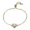 thumbnail image 2 of Adjustable Bracelets Slider Opal Cubic Zirconia Heart Gold Blue Pink 8.8" P503, 2 of 4