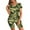 Green, variant on Jiyugala Womens Short Women's Camouflage Print Short Sleeve V Neck Two Piece Outfits Biker Shorts Set