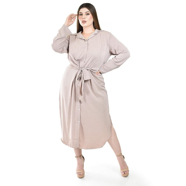 Vestido Camisero Roman Fashion Tallas Extras 4341 Beige 38