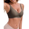 thumbnail image 4 of INSPIRE CHIC Women's Deep V-Neck Wireless Everyday Bras Adjustable Spaghetti Straps Push-Up Seamless Soft Lingerie XXL Brown, 4 of 4