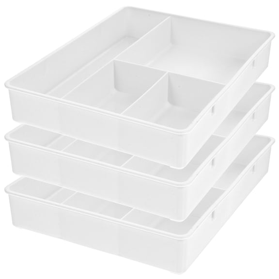 FOMIYES 3Pcs Multi Function Desk Drawer Organizer Tray with Large Capacity Grids