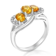Vir Jewels 1 CTTW Citrine Ring .925 Sterling Silver with Rhodium Plating Oval Shape 6x4 MM Size 7 Female Adult