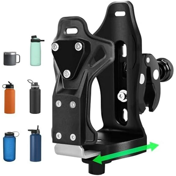 Upgraded Motorcycle ATV Cup Holder Anti Theft, Extra Large Bike Water Bottle Holder 1.95 – 3.6 inch Universal Size, Drink Holder Handlebar with Metal Clamp for Scooter Boat Stroller Wheelchair