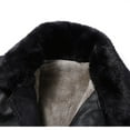 thumbnail image 6 of Yusimy Men's Leather Jacket Fleece-Lined Faux Fur Collar Windproof Waterproof Business Casual Long Sleeve Solid Color Hoodless Coat, 6 of 8