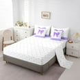 thumbnail image 5 of Feelyou Kids Ribbon Purple Bedding Comforter Set 7pcs, Watercolor Ribbon Queen Bedding Sets, Modern Fashion Bowknot Reversible Queen Sheet Sets, Lightweight Room Decor, 5 of 8