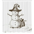 thumbnail image 3 of Ambesonne Snowman Shower Curtain, Sketchy Hand Drawn Snowman, 69"Wx70"L, Dark Cocoa and White, 3 of 3