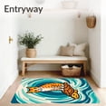 thumbnail image 3 of ODIKA 5'x7' Machine Washable Non-Slip Area Rug, Zen Kitty Journey Eastern Philosophical Tidal High Traffic Rug, Blue, 655504, 3 of 7