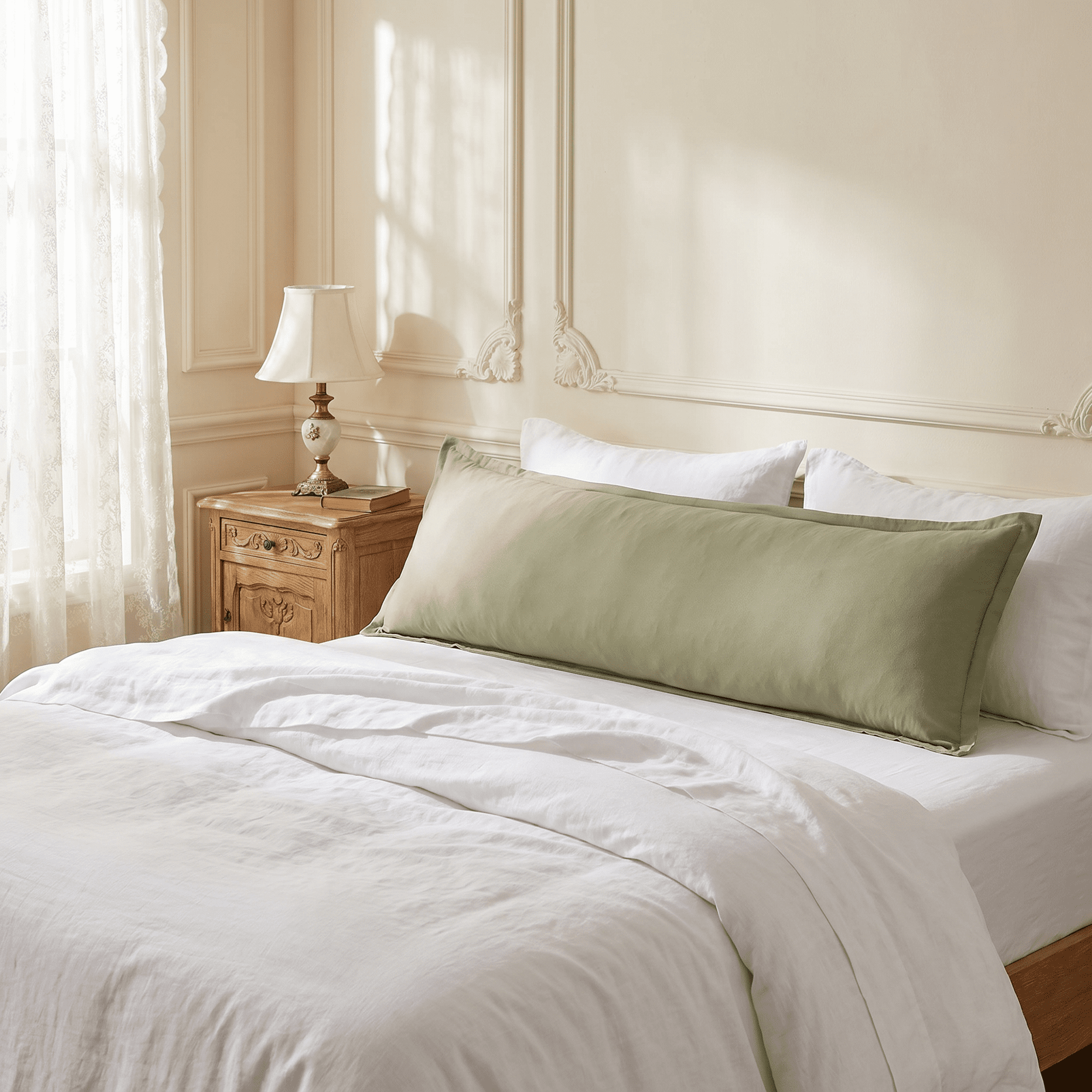 Unique Bargains 1 Pack Soft Cooling Cotton Pillow Covers Wrinkle Resistant Bean green B