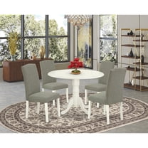 Round Kitchen Table Set 5pc - 42" Dining Table w/ Drop Leaves & 4 Parsons Chairs