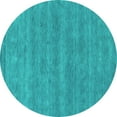 thumbnail image 1 of Ahgly Company Machine Washable Indoor Round Abstract Turquoise Blue Contemporary Area Rugs, 3' Round, 1 of 4