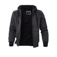 thumbnail image 1 of Sudadera con capucha de forro polar pesado Marled de talla grande S-5XL para hombre, chaqueta de invierno de manga larga con forro Sherpa y cremallera completa (Carbón XL), 1 of 5