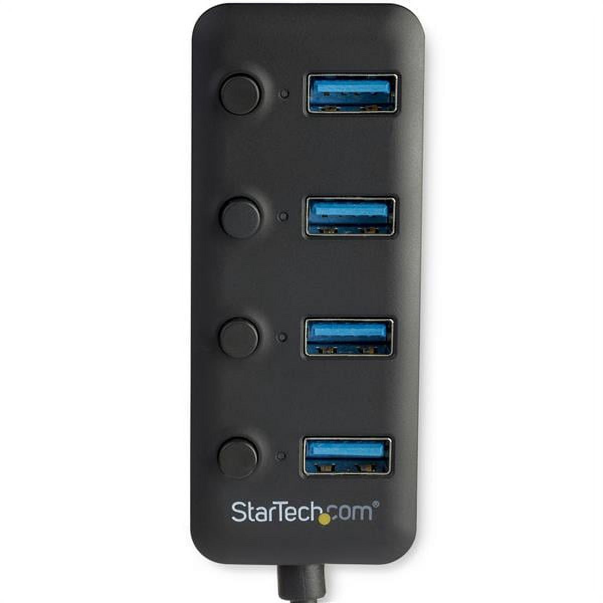 Startech.com 4 Port 3.0 Hub, Type-a To 4x 3.0 Type-a With Individual On/off Port Switches, Superspeed 5gbps 3.1/3.2 Gen 1, Bus Powered, Portable, 9.8" Attached Cable -