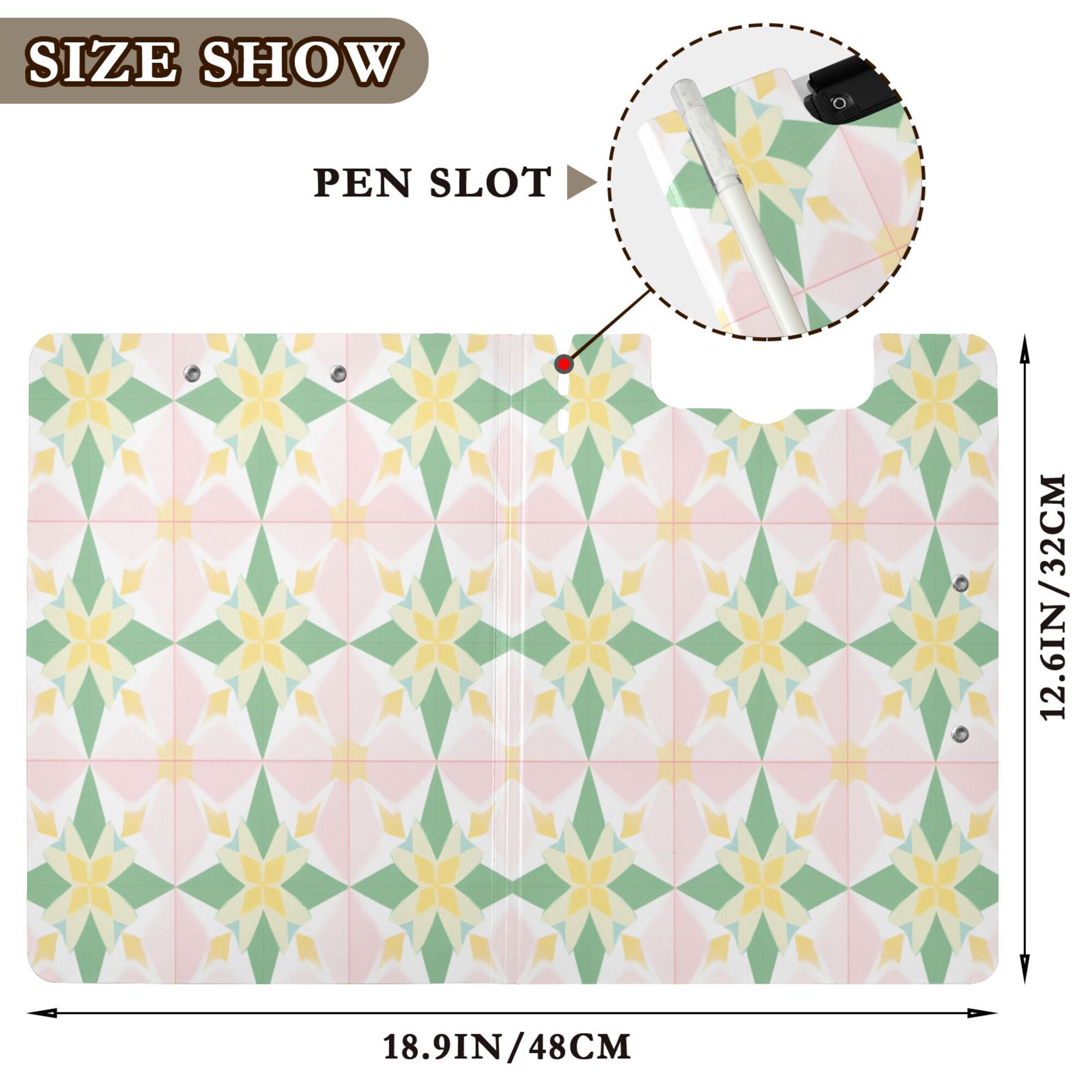 FORMRS A4 Clipboard Folder with Pen Holder Horizontal Foldable School Office Binder, Retro Yellow Stars