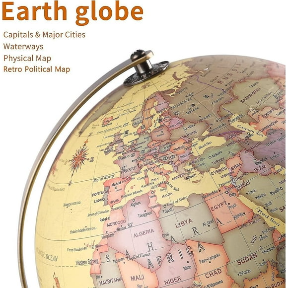 Illuminated World Globe For Kids With Wooden Stand,built In Led For Illuminated Night View Antique Globe