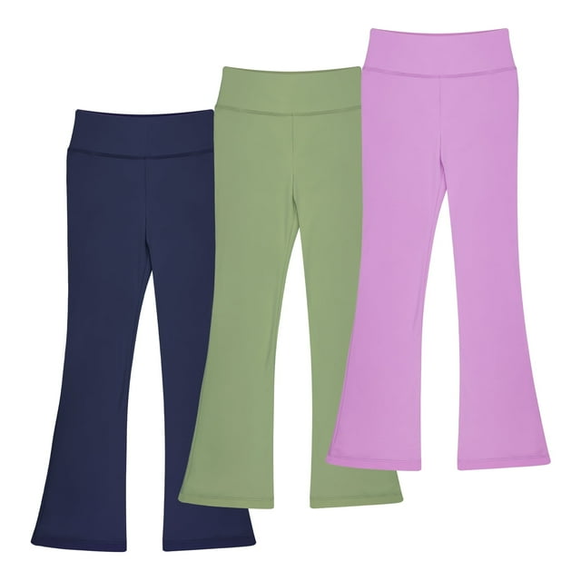 BIG ELEPHANT Leggings Acampanados para Niñas Pantalones Acampanados de Cintura Alta con Corte de Bota para Yoga y Baile, 3 packs XS-XL