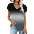 thumbnail image 4 of Quinlirra Womens Tops Clearance Women's Fashion Printed V Neck Short Sleeve T-shirt Blouse Loose Tops, 4 of 6