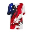 thumbnail image 5 of 4th Of July American Flag T-Shirt For Women USA Independence Day Patriotic Outfits For Women Summer Plus Size Short Sleeve V-Neck Printed Casual Loose Tops Blouse With Button S-3XL, 5 of 5