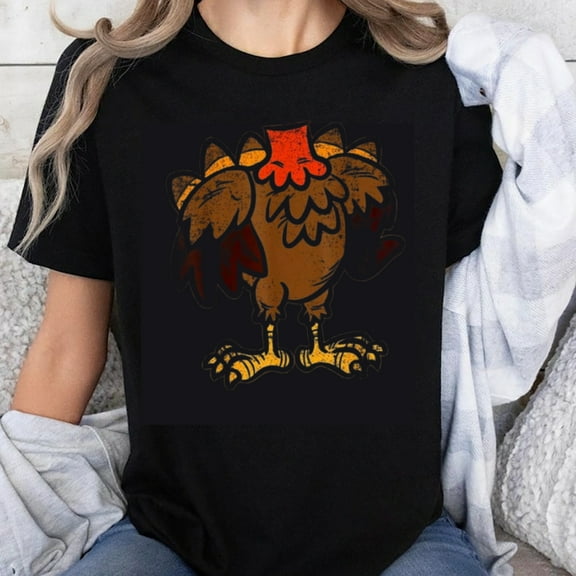 100% Cotton Funny Turkey Chicken Thanksgiving Day Shirt Unisex Black T-Shirt for Men Women Holiday Gift Top