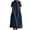 Navy, variant on Womens Maxi Dress, Women Solid Round Neck Short Sleeve Cotton Linen Dress, Plus Size Summer Casual Long Dresses, Wedding Guest Dresses Beach Party Dress Blue XXL