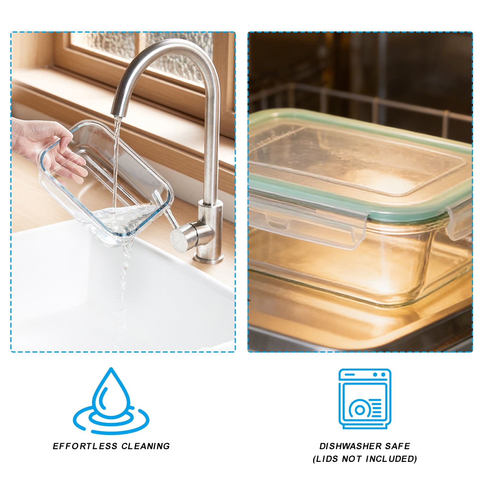 stusgo 16 Pcs Glass Food Storage Containers with Lids, Airtight BPA-Free Leakproof Meal Prep Containers, Microwave Oven Freezer Dishwasher Safe Stackable Lunch Boxes（8 Pack,Green）