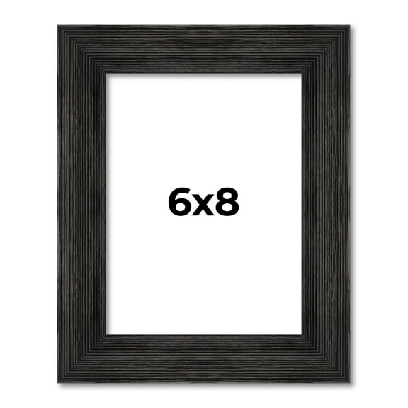 6x8 Distressed/Aged Black Wood Picture Frame - UV Acrylic, Foam Board Backing, & Hanging Hardware Included!