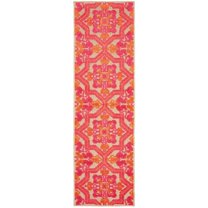 8' Pink and Orange Medallion Indoor Outdoor Runner Rug