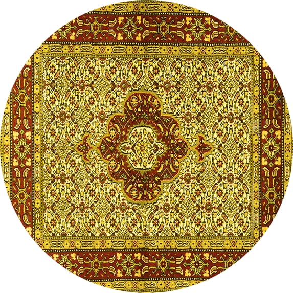 Ahgly Company Indoor Round Persian Yellow Traditional Area Rugs, 6' Round