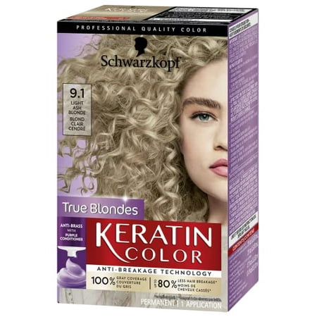 Schwarzkopf Keratin Color Permanent Hair Color Cream, 9.1 Light Ash