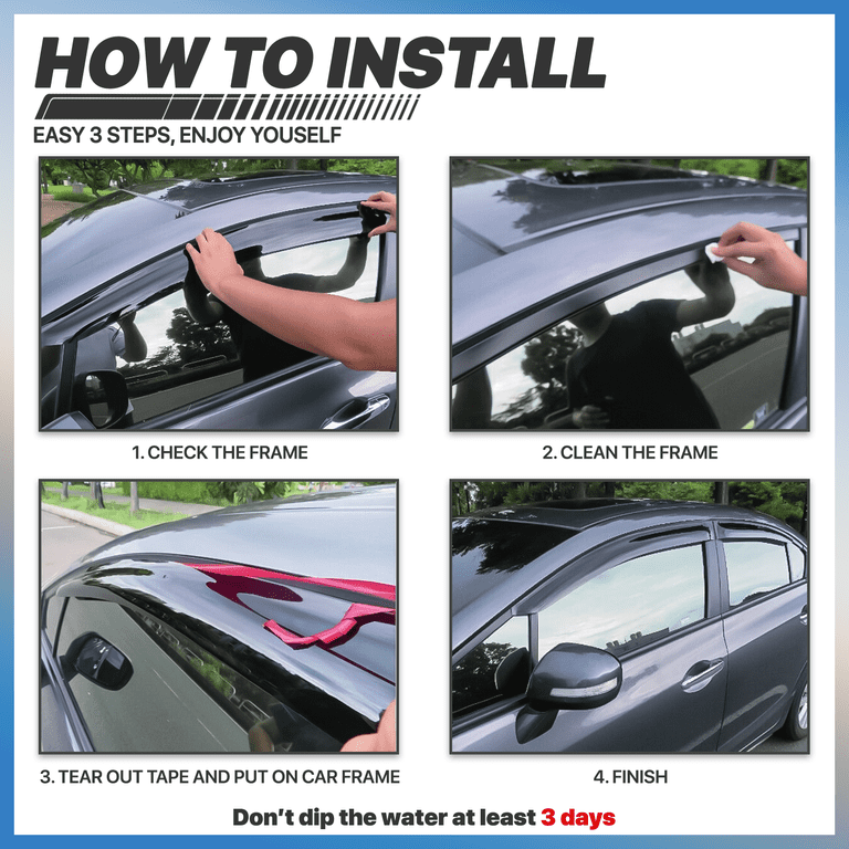 TuningPros WSV-679 Sunroof Moonroof and Out-Side Mount Window Visor Deflector Ra