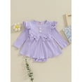 thumbnail image 2 of Bagilaanoe Newborn Autumn Outfits Baby Girl Rompers Dress Ruffle Long Sleeve Bodysuit 6M 12M 18M 24M Infant Patchwork A-line Dresses, 2 of 9