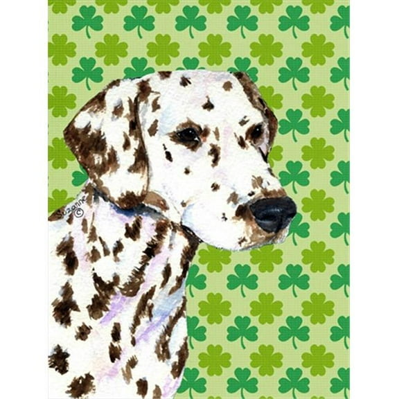 11 x 15 In. Dalmatian St. Patricks Day Shamrock Portrait Flag, Garden Size