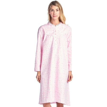 nights casual flannel nightgown sleeve floral pink dialog displays option button additional opens zoom