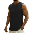 thumbnail image 6 of Jinhomg Men's Sleeveless Tank Top Round Neck Casual Muscle Vest Tee Soft Stretch Breathable Summer Tank Undershirt for Men Black,L, 6 of 7