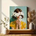 thumbnail image 6 of UXIEQU Woman with Daisies Oil Painting Canvas Wall Art 15.75x11.81 Inches, 6 of 8