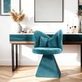 thumbnail image 2 of Blue Swivel Vanity Chair | 360° Rotating Makeup Chair with Butterfly Back, Chenille Velvet Accent Chair with Decorative Pillow – for Bedroom, Dressing Table, Living Room, Dining, Home Office & Study, 2 of 8
