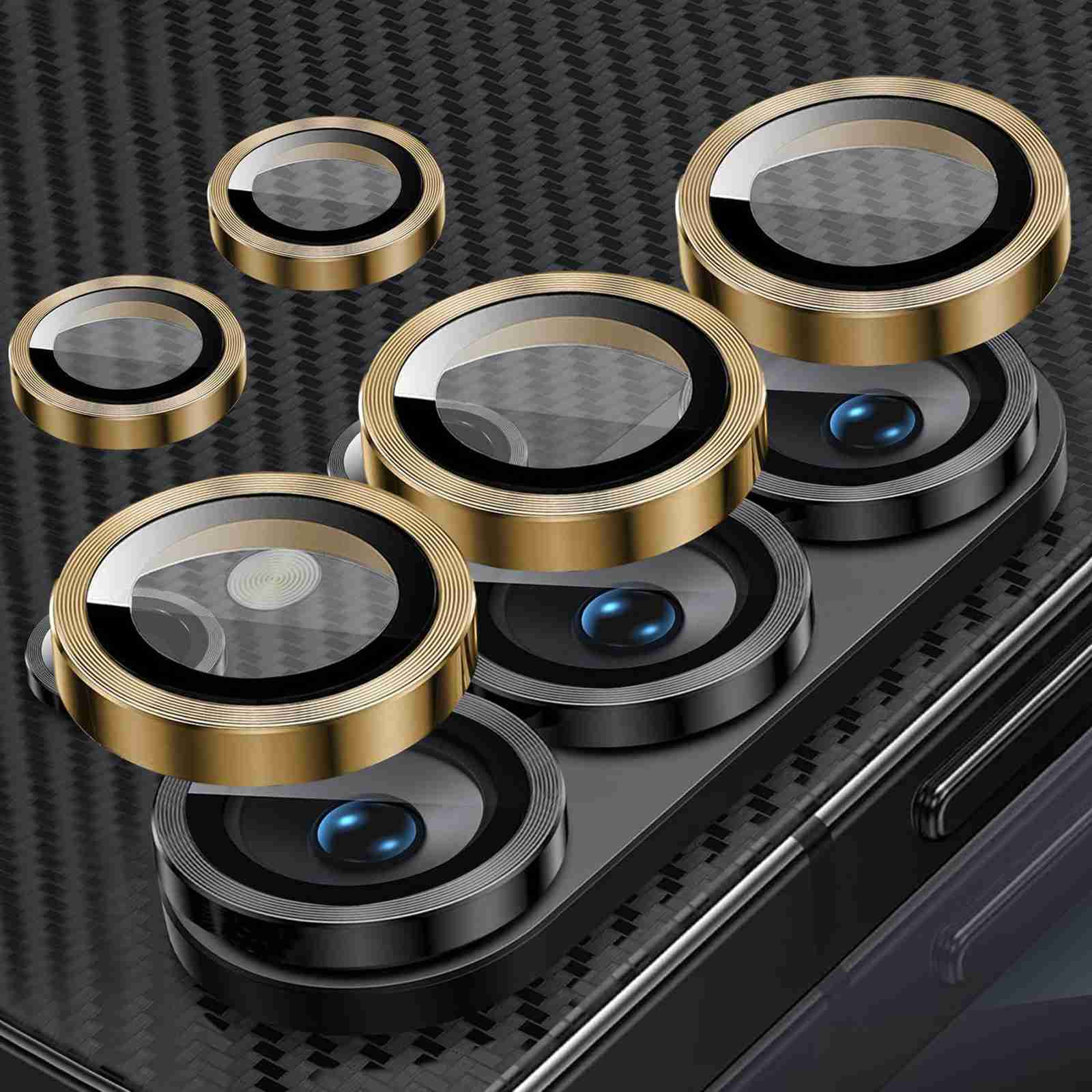 Poweltek for Samsung Galaxy S26 Ultra Individual Ring Lens Protectors, Shockproof 9H Shatterproof Tempered Glass with Anti Scratch Metal Circle Cover, Gold