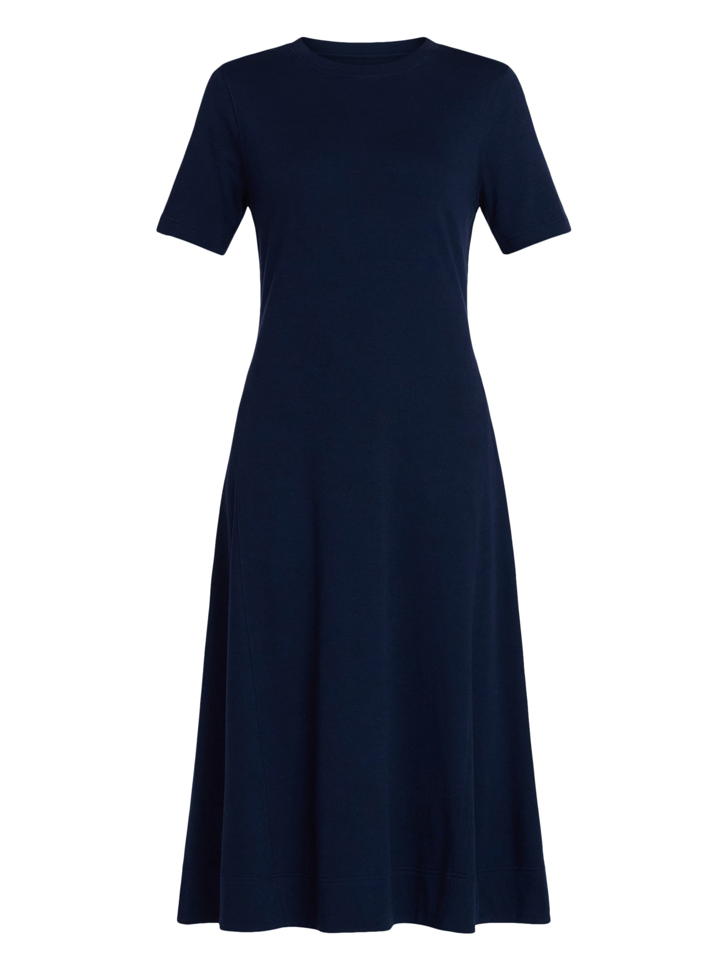 Time and Tru Women's and Women's Plus Seamed Cotton Midi Dress, Sizes XS-4X