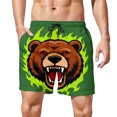 thumbnail image 2 of Mens Beach Shorts Straight Leg Funny Printed Drawstring Short Pant Summer Stylish Shorts with Pockets Green 15 L, 2 of 9