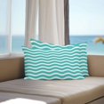 thumbnail image 5 of Cyan Water Ripple Outdoor Pillow Covers Set of 2 Striped Waterproof Throw Pillow Case Decorative Square Cushion Cover for Patio Couch Garden Balcony, 20"x12", 5 of 9