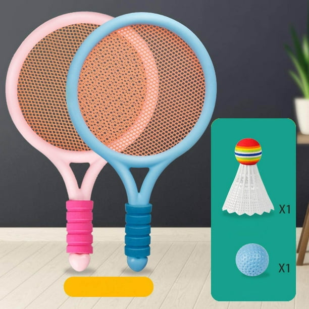 Durable Children's Badminton Tennis Set, Ball Shuttlecock Racket for  Training Blue Pink