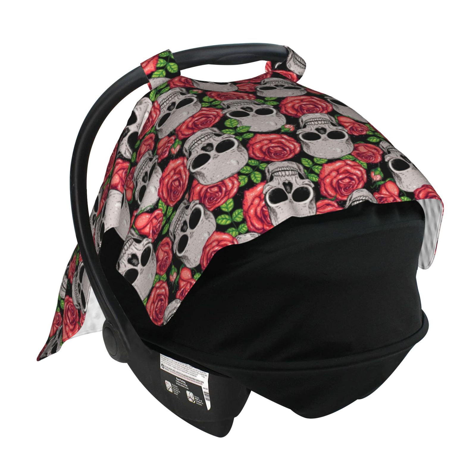 Car Seat Cover Baby - Skull and Roses Breathable Infant Car Seat Cover for Baby Carseat, Lightweight Comfort Baby Essentials Must Haves Newborn Stuff for Girl Boy
